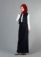 Tesettür giyim LACİVERT T 9232 Mısra  Etekli Takım