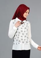 Tesettür giyim EKRU DESENLİ BLUZ 544-1 