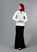 Tesettür giyim EKRU DESENLİ BLUZ 544-1 