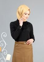 Vêtements hijab NOIR T 1134 Mataş  Erkek Yaka Pelerinli Bluz