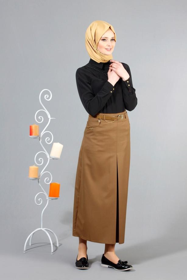 Vêtements hijab  T 1134 Mataş  Erkek Yaka Pelerinli Bluz - TRENDTESETTÜR