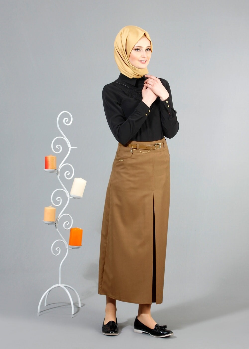 Vêtements hijab NOIR T 1134 Mataş  Erkek Yaka Pelerinli Bluz