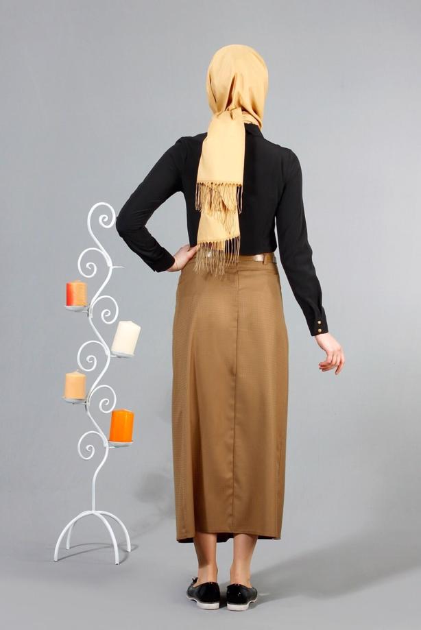 Vêtements hijab  T 1134 Mataş  Erkek Yaka Pelerinli Bluz - TRENDTESETTÜR