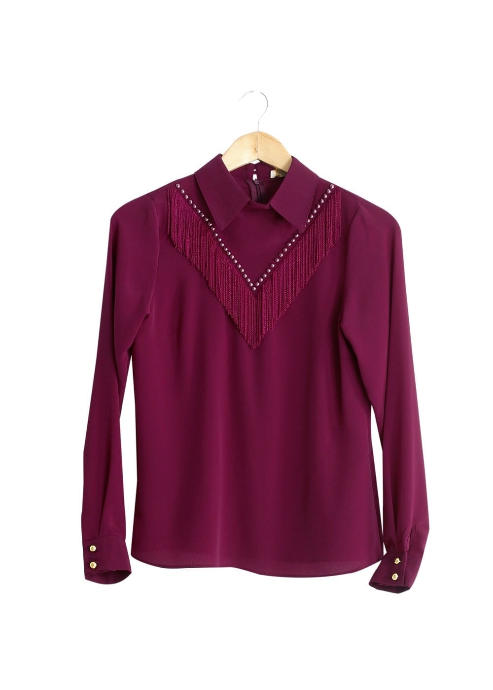 Vêtements hijab FUCHSIA CHEMISIER À FRANGES T 1134