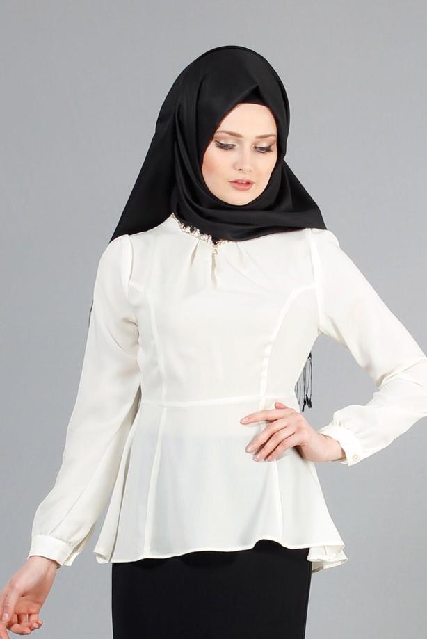 Vêtements hijab  T 1146 Mataş Kolyeli Bluz - TRENDTESETTÜR