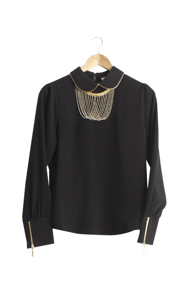 Vêtements hijab  T 1150 Mataş  Bebe Yaka Kolyeli Bluz - TRENDTESETTÜR