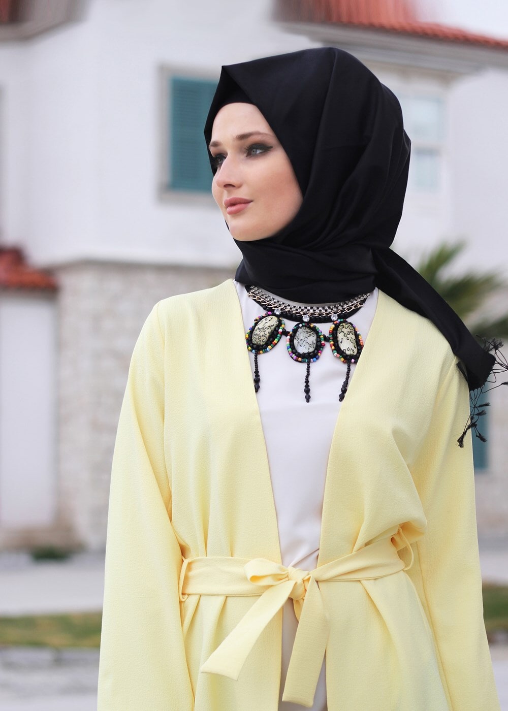 Vêtements hijab CRÈME BLOUSE À MANCHES CHAUVE-SOURIS AVEC BRACELET 1151