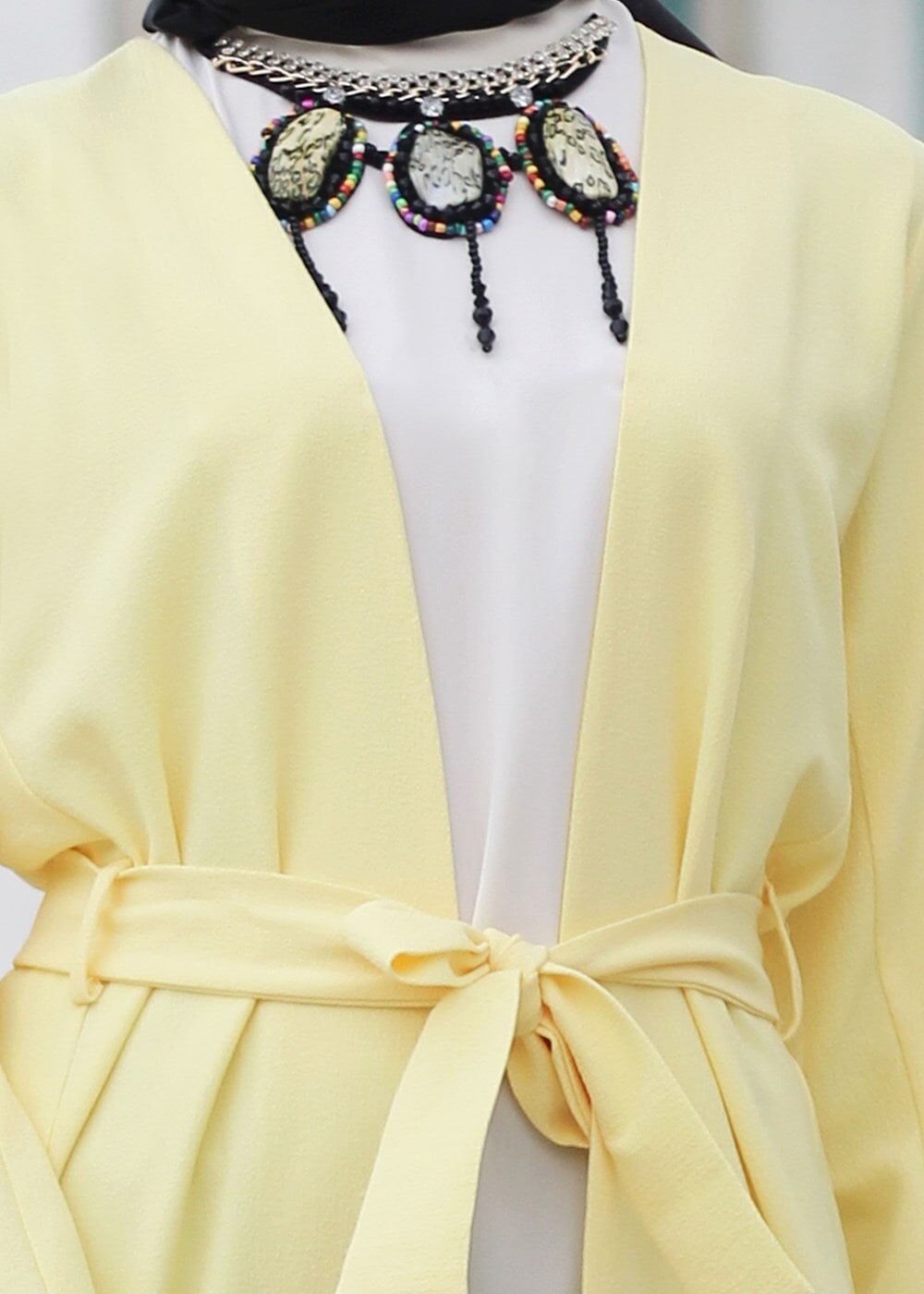 Vêtements hijab CRÈME BLOUSE À MANCHES CHAUVE-SOURIS AVEC BRACELET 1151