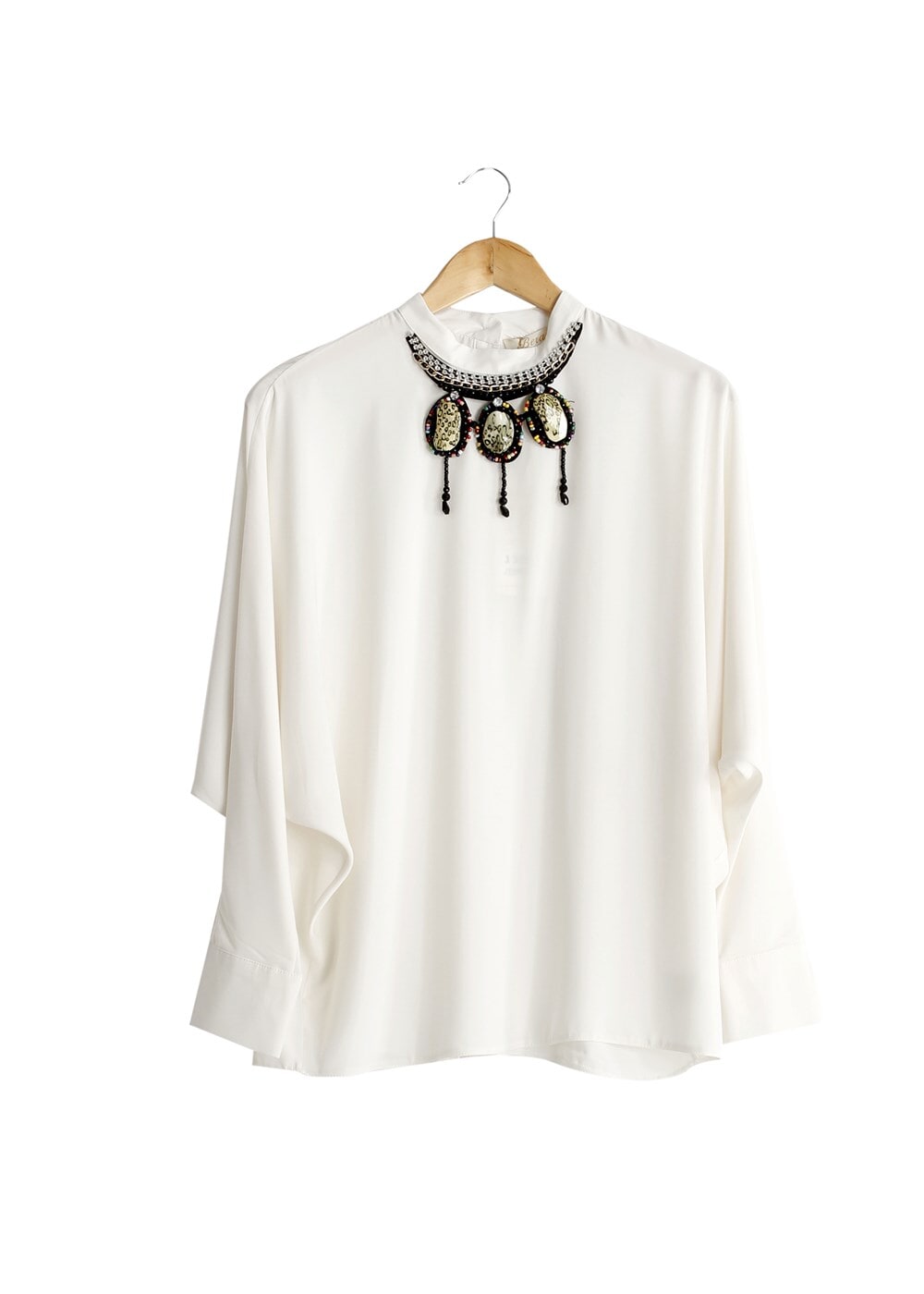 Vêtements hijab CRÈME BLOUSE À MANCHES CHAUVE-SOURIS AVEC BRACELET 1151