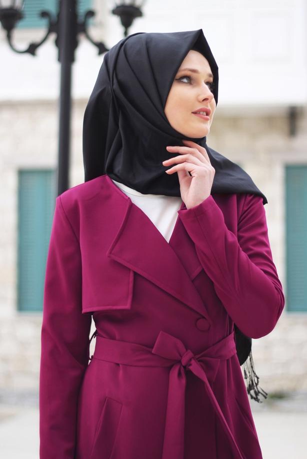 Vêtements hijab  T 4467  Mataş Kruvaze Yaka Pelerinli Trench - TRENDTESETTÜR