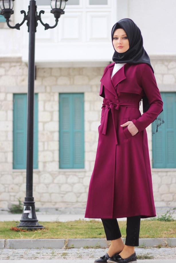 Vêtements hijab  T 4467  Mataş Kruvaze Yaka Pelerinli Trench - TRENDTESETTÜR