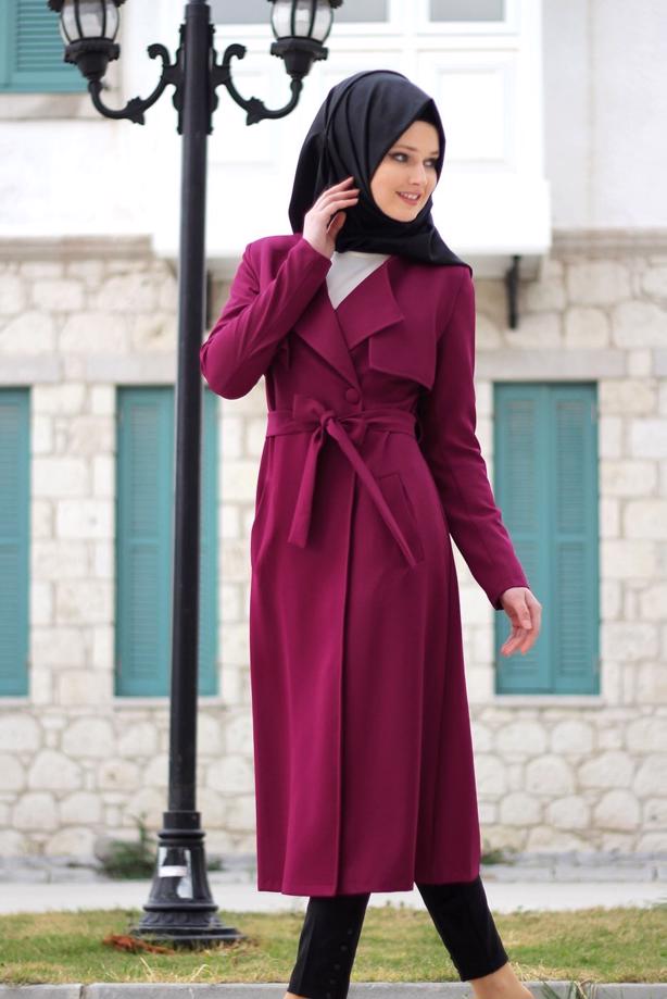 Vêtements hijab  T 4467  Mataş Kruvaze Yaka Pelerinli Trench - TRENDTESETTÜR
