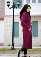 Vêtements hijab FUCHSIA T 4467  Mataş Kruvaze Yaka Pelerinli Trench