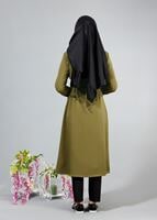 Vêtements hijab VERT T 4467  Mataş Kruvaze Yaka Pelerinli Trench