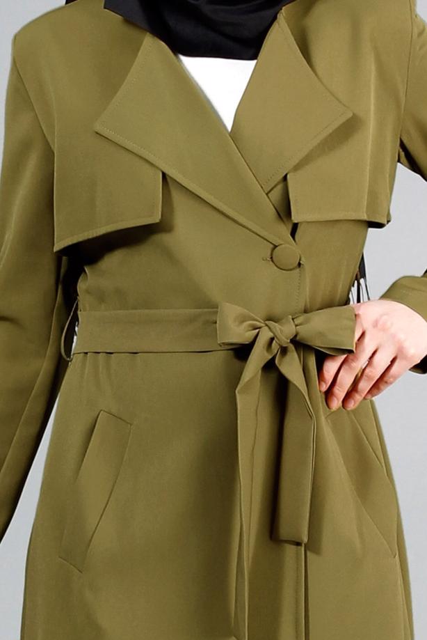 Vêtements hijab  T 4467  Mataş Kruvaze Yaka Pelerinli Trench - TRENDTESETTÜR