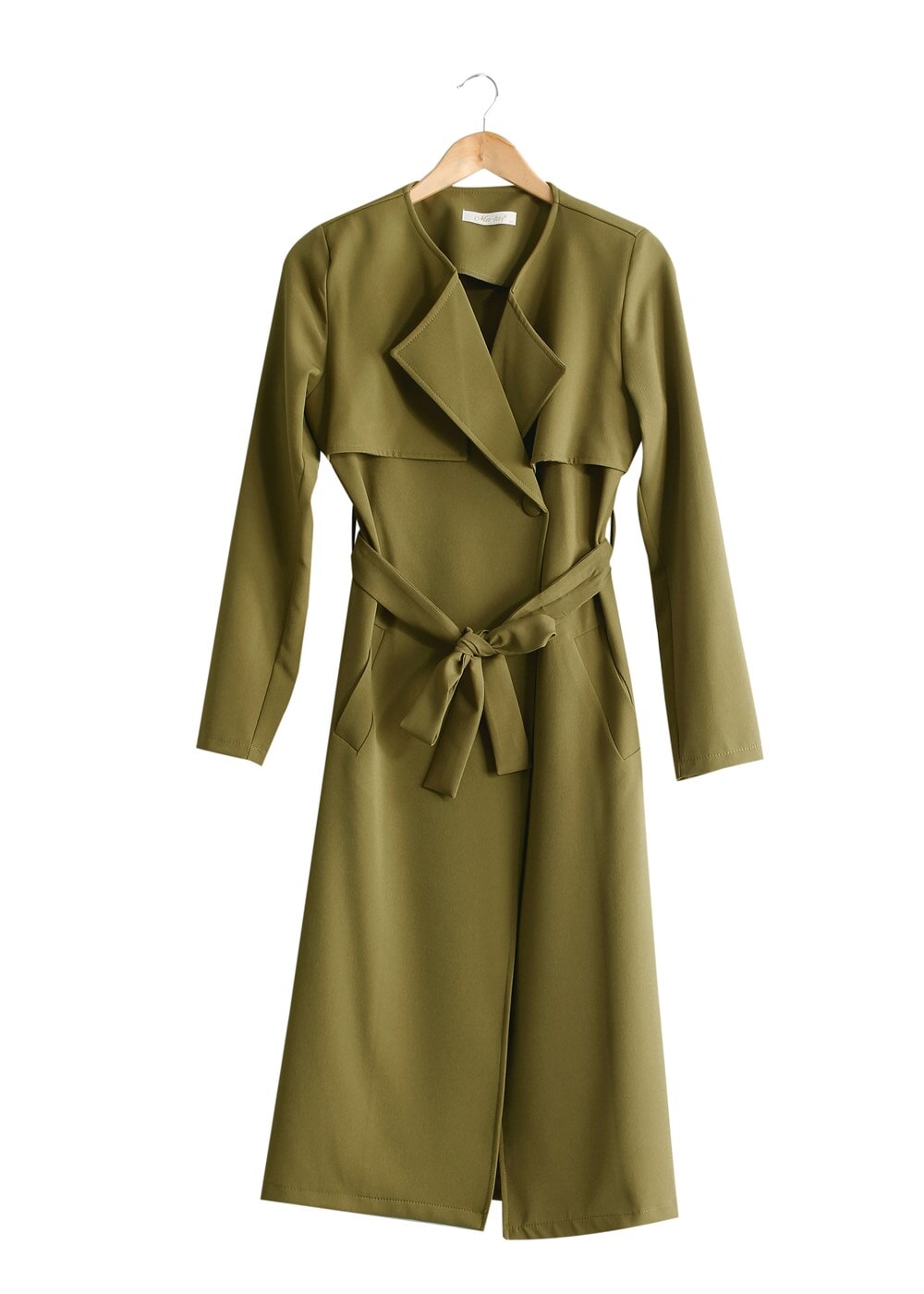 Vêtements hijab VERT T 4467  Mataş Kruvaze Yaka Pelerinli Trench