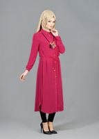 Hijab clothing FUCHSIA T 4507 Mataş Önden Düğmeli Kolyeli Tunik