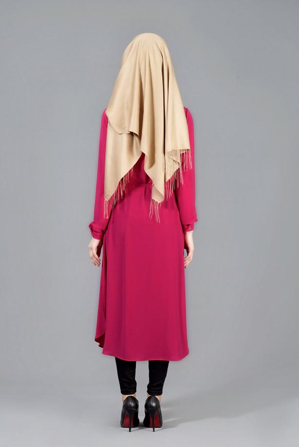 Vêtements hijab  T 4507 Mataş Önden Düğmeli Kolyeli Tunik - TRENDTESETTÜR