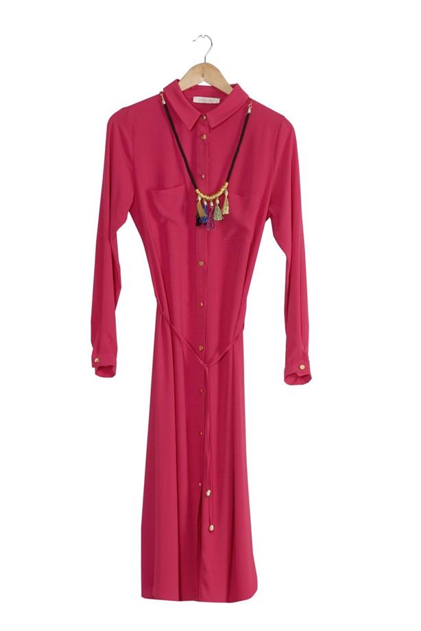 Vêtements hijab  T 4507 Mataş Önden Düğmeli Kolyeli Tunik - TRENDTESETTÜR