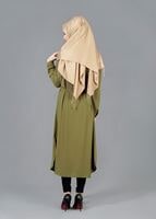 Vêtements hijab KAKI T 4507 Mataş Önden Düğmeli Kolyeli Tunik