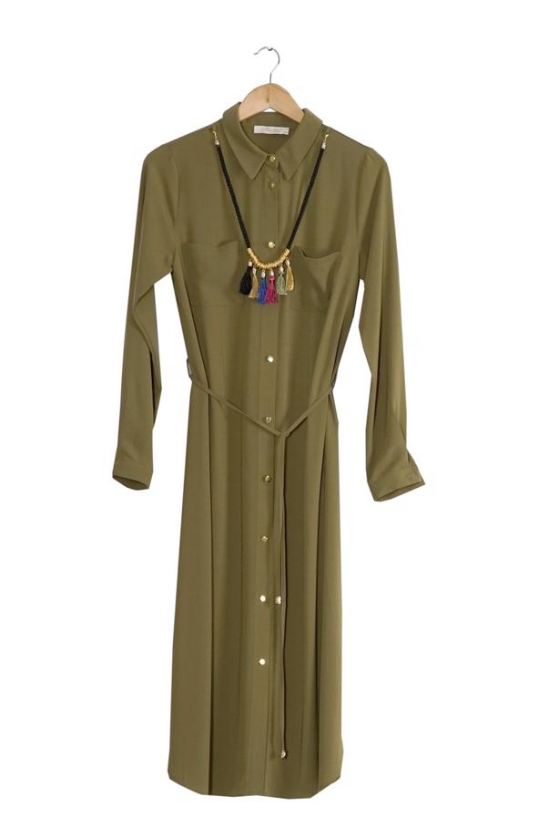 Vêtements hijab  T 4507 Mataş Önden Düğmeli Kolyeli Tunik - TRENDTESETTÜR