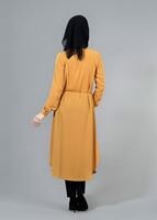 Vêtements hijab JAUNE T 4507 Mataş Önden Düğmeli Kolyeli Tunik