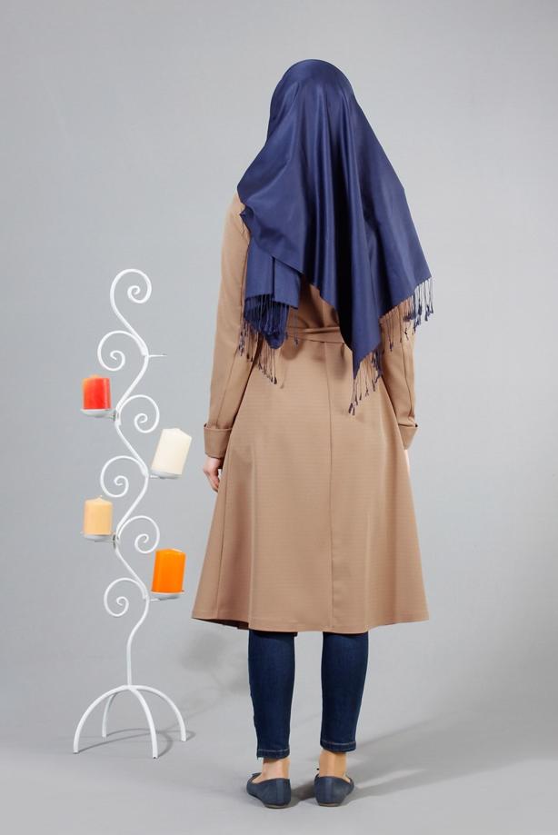 Vêtements hijab  T 4518 Mataş Pelerinli Kuşaklı Trench - TRENDTESETTÜR