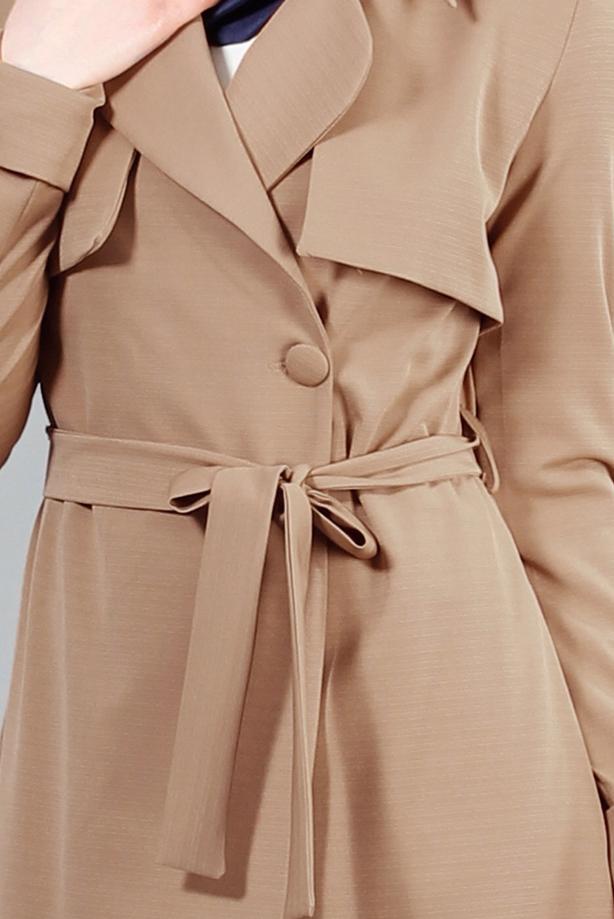 Vêtements hijab  T 4518 Mataş Pelerinli Kuşaklı Trench - TRENDTESETTÜR