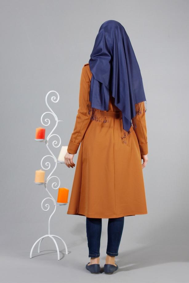 Vêtements hijab  T 4518 Mataş Pelerinli Kuşaklı Trench - TRENDTESETTÜR
