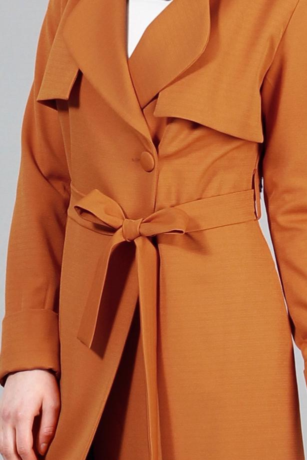 Vêtements hijab  T 4518 Mataş Pelerinli Kuşaklı Trench - TRENDTESETTÜR