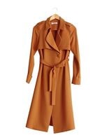 Hijab clothing ORANGE T 4518 Mataş Pelerinli Kuşaklı Trench