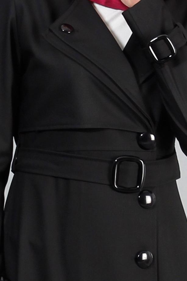 Vêtements hijab  T 4519 Mataş Kruvaze Yaka Kemerli Trench - TRENDTESETTÜR