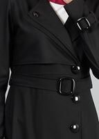 Vêtements hijab NOIR T 4519 Mataş Kruvaze Yaka Kemerli Trench