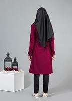 Vêtements hijab FUCHSIA T 4519 Mataş Kruvaze Yaka Kemerli Trench