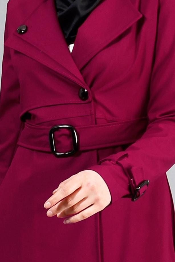 Vêtements hijab  T 4519 Mataş Kruvaze Yaka Kemerli Trench - TRENDTESETTÜR