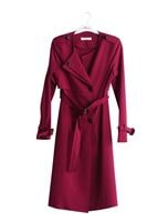 Vêtements hijab FUCHSIA T 4519 Mataş Kruvaze Yaka Kemerli Trench