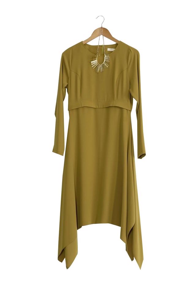 Vêtements hijab  T 4530 Mataş Asimetrik Kesim Kolyeli Tunik - TRENDTESETTÜR