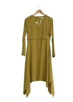 Vêtements hijab VERT T 4530 Mataş Asimetrik Kesim Kolyeli Tunik