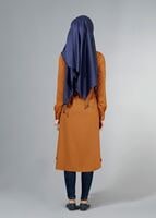 Vêtements hijab ORANGE T 4532 Mataş  Erkek Yaka Bağcıklı Tunik