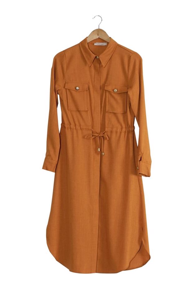 Vêtements hijab  T 4532 Mataş  Erkek Yaka Bağcıklı Tunik - TRENDTESETTÜR