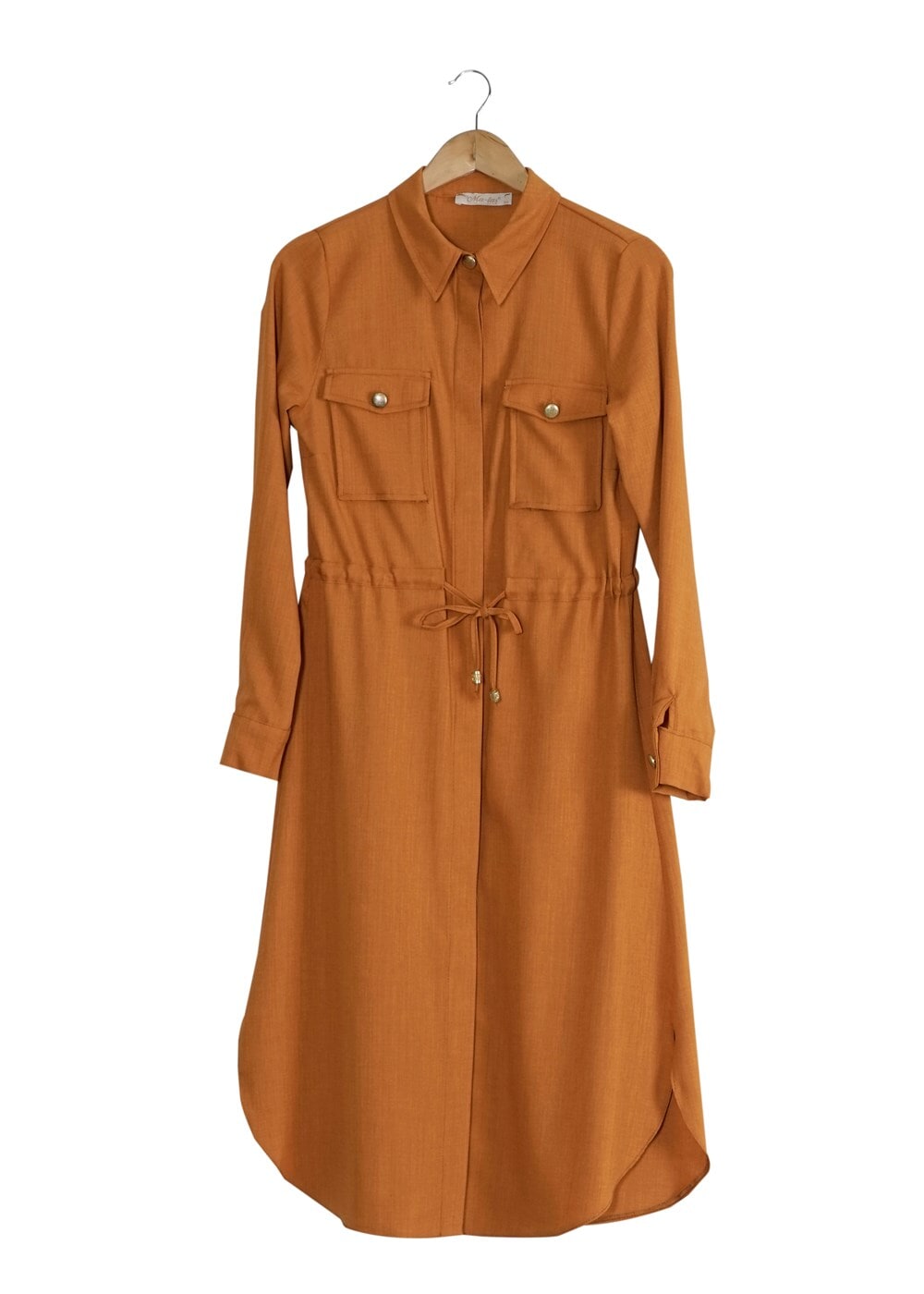 Vêtements hijab ORANGE T 4532 Mataş  Erkek Yaka Bağcıklı Tunik