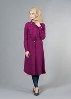 Vêtements hijab FUCHSIA T 4532 Mataş  Erkek Yaka Bağcıklı Tunik