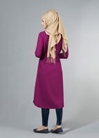 Vêtements hijab FUCHSIA T 4532 Mataş  Erkek Yaka Bağcıklı Tunik