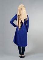 Vêtements hijab BLEU MARINE T 4532 Mataş  Erkek Yaka Bağcıklı Tunik