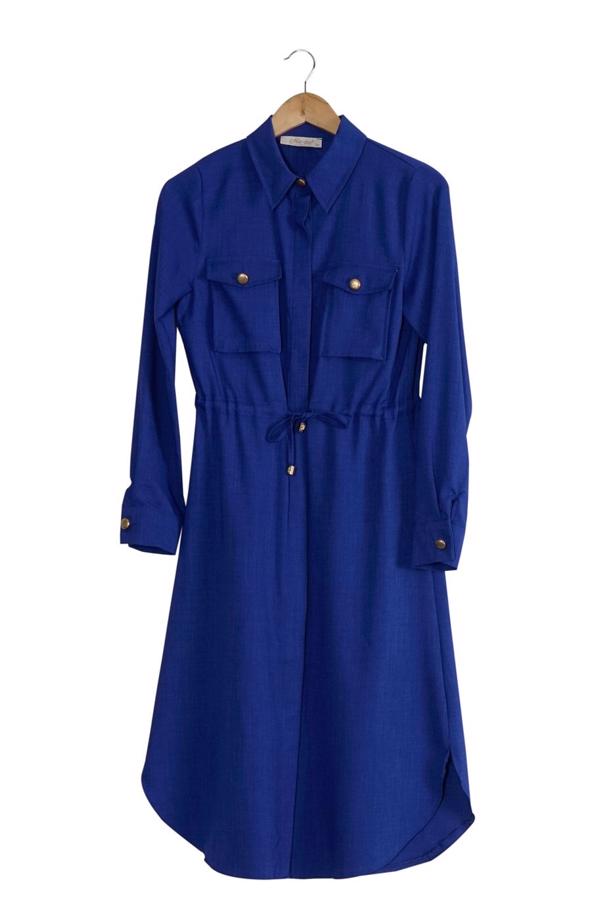 Vêtements hijab  T 4532 Mataş  Erkek Yaka Bağcıklı Tunik - TRENDTESETTÜR