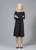 Vêtements hijab NOIR T 4543 Mataş Pelerinli Bağcıklı Tunik