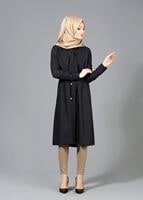 Vêtements hijab NOIR T 4543 Mataş Pelerinli Bağcıklı Tunik