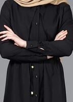 Vêtements hijab NOIR T 4543 Mataş Pelerinli Bağcıklı Tunik