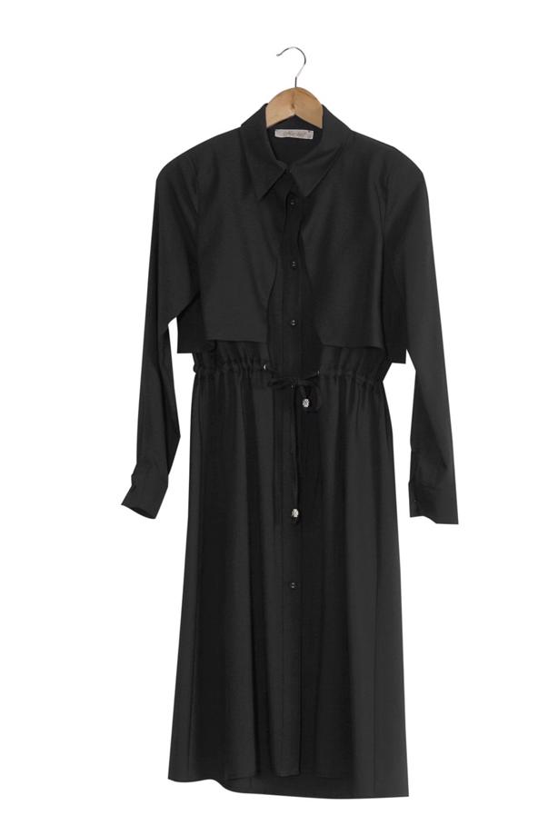 Vêtements hijab  T 4543 Mataş Pelerinli Bağcıklı Tunik - TRENDTESETTÜR