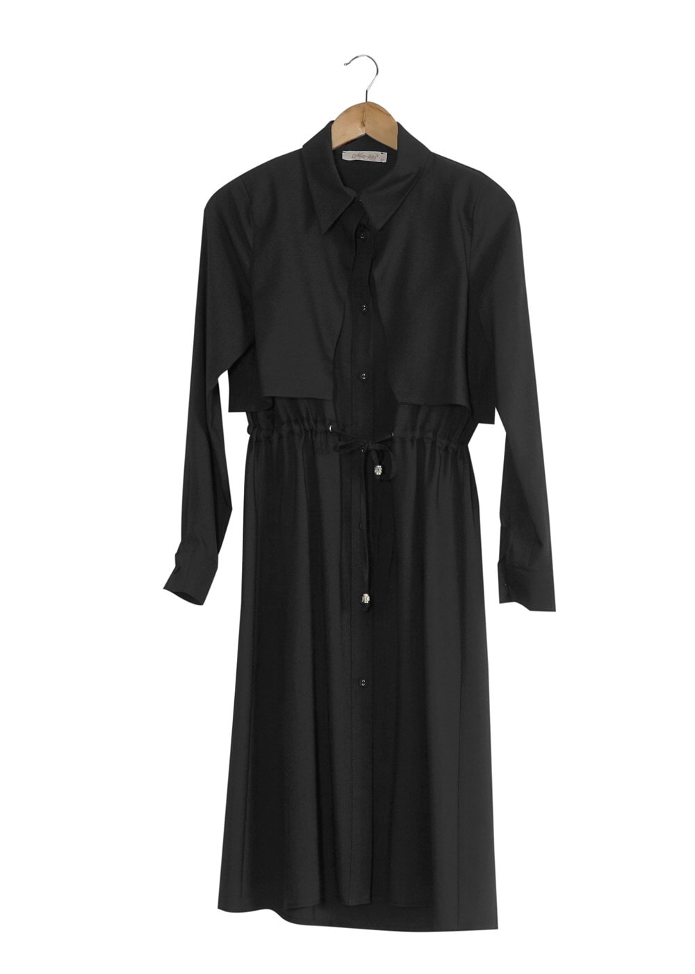 Vêtements hijab NOIR T 4543 Mataş Pelerinli Bağcıklı Tunik